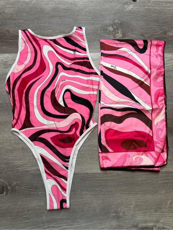 Emilio Pucci Other - Pink Swirl One-Piece Swimsuit with Matching Sarong